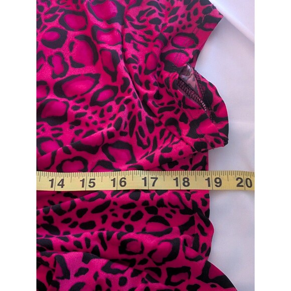 IMAN Maxi Dress Women's 1X Hot Pink Black Liquid Knit Leopard Hi Low Faux Wrap - Picture 10 of 12